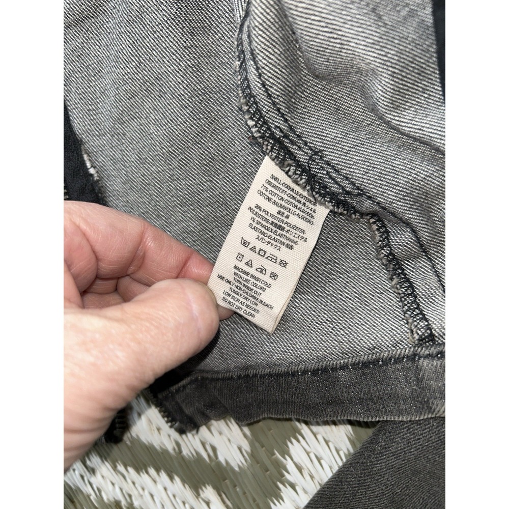 FREE PEOPLE Cropped Moto Jean Jacket Faded Black Crop Sz Small - Picture 7 of 8